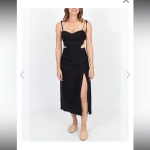 Reformation Linen Black Cutout Backless Dress - worn once